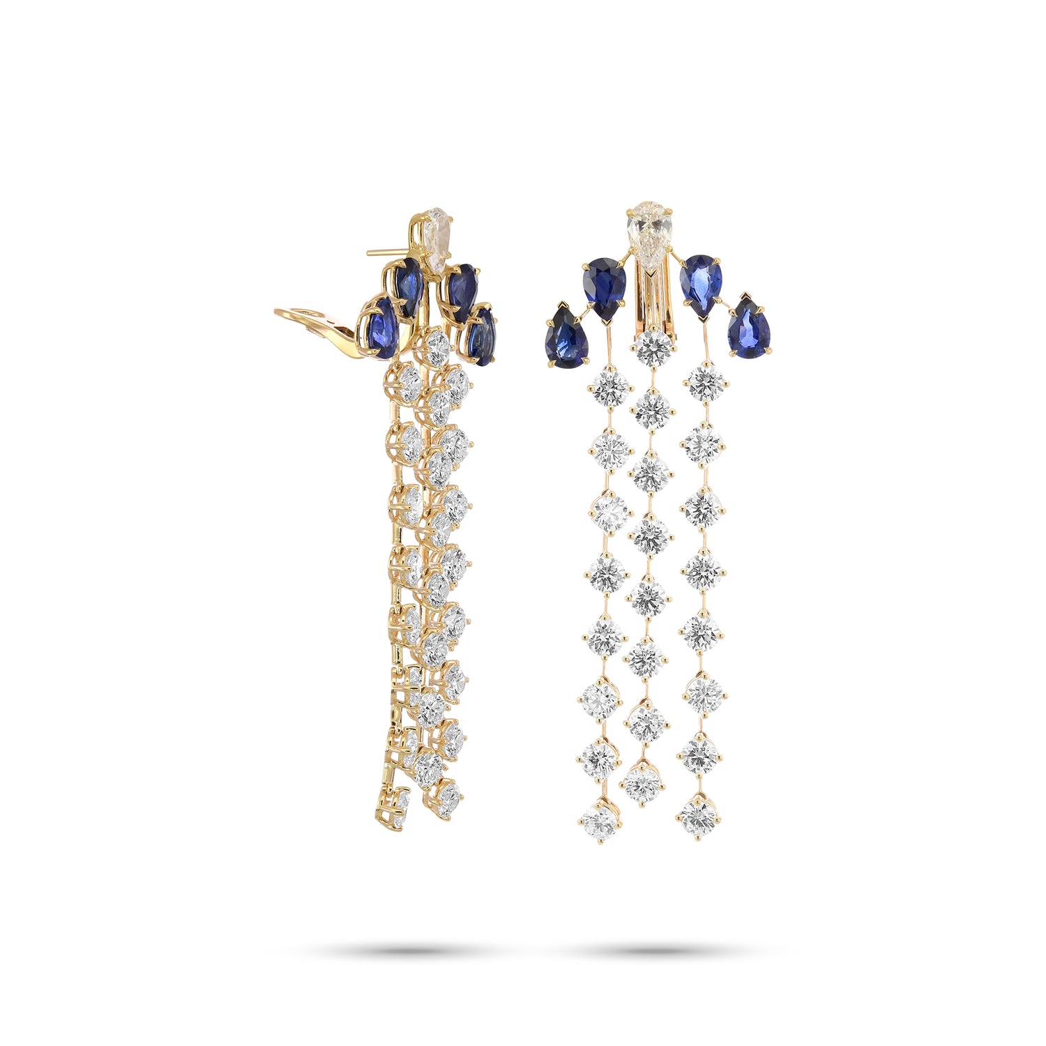 Sapphire & Diamond Drop Cascade Earrings