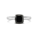 Fancy Black Cushion Solitaire Diamond Ring