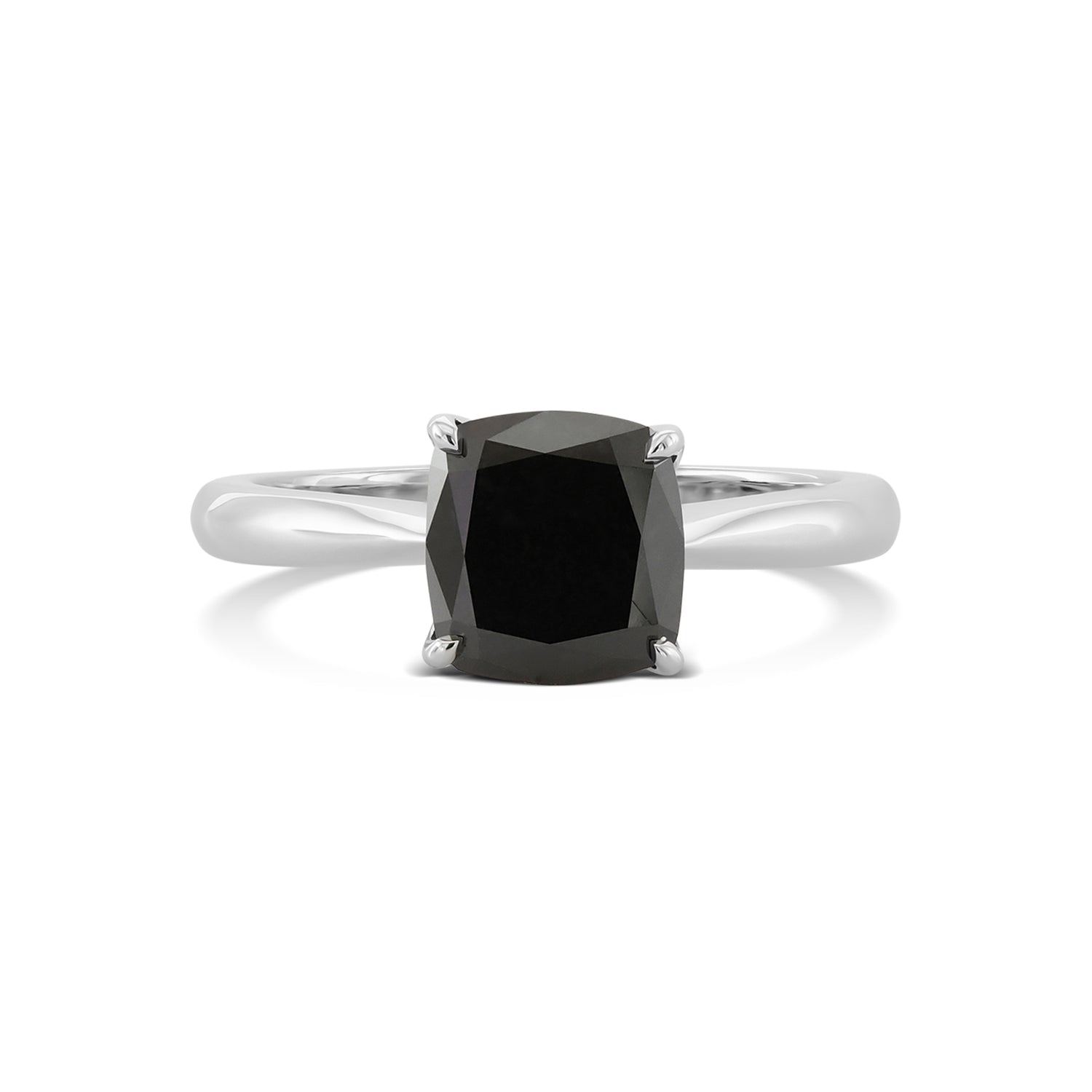 Fancy Black Cushion Solitaire Diamond Ring