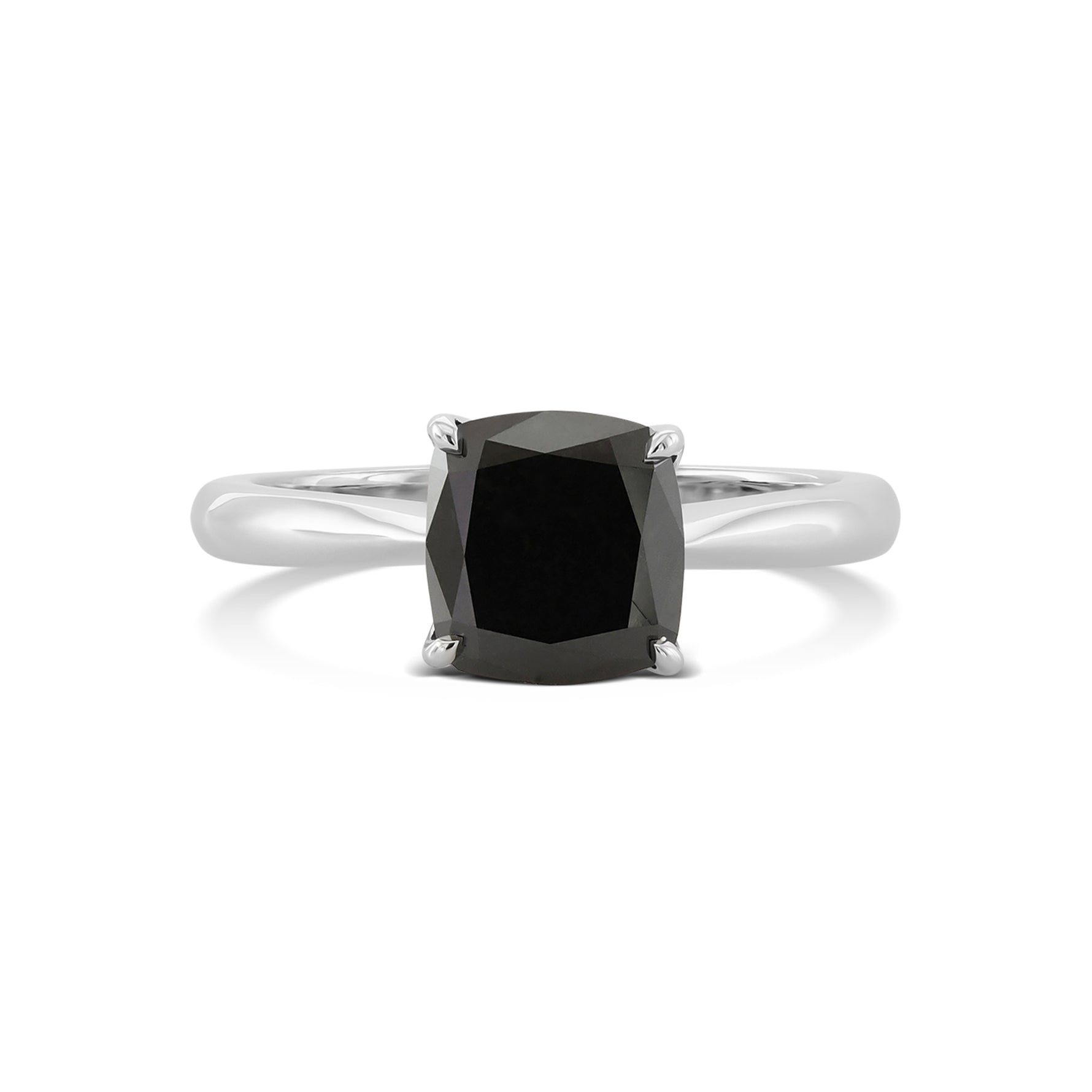 Fancy Black Cushion Solitaire Diamond Ring