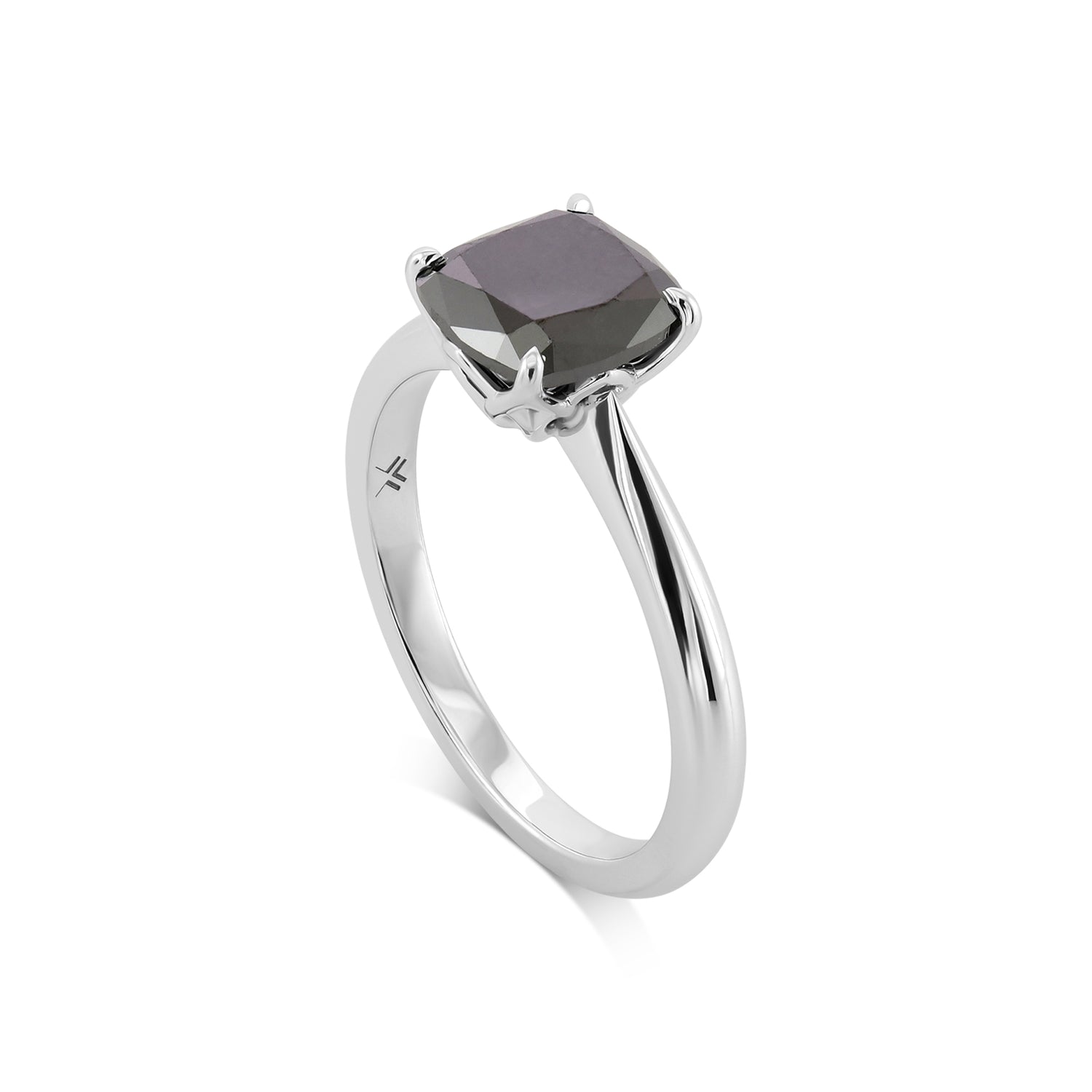 Fancy Black Cushion Solitaire Diamond Ring