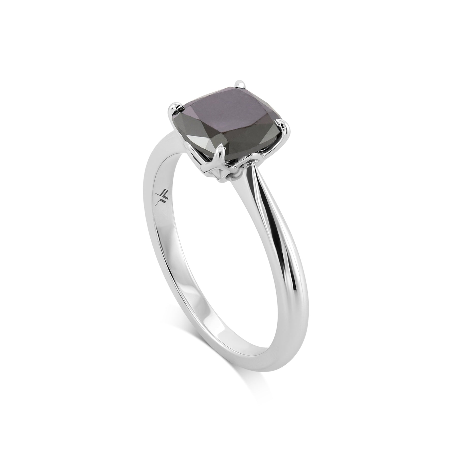 Fancy Black Cushion Solitaire Diamond Ring