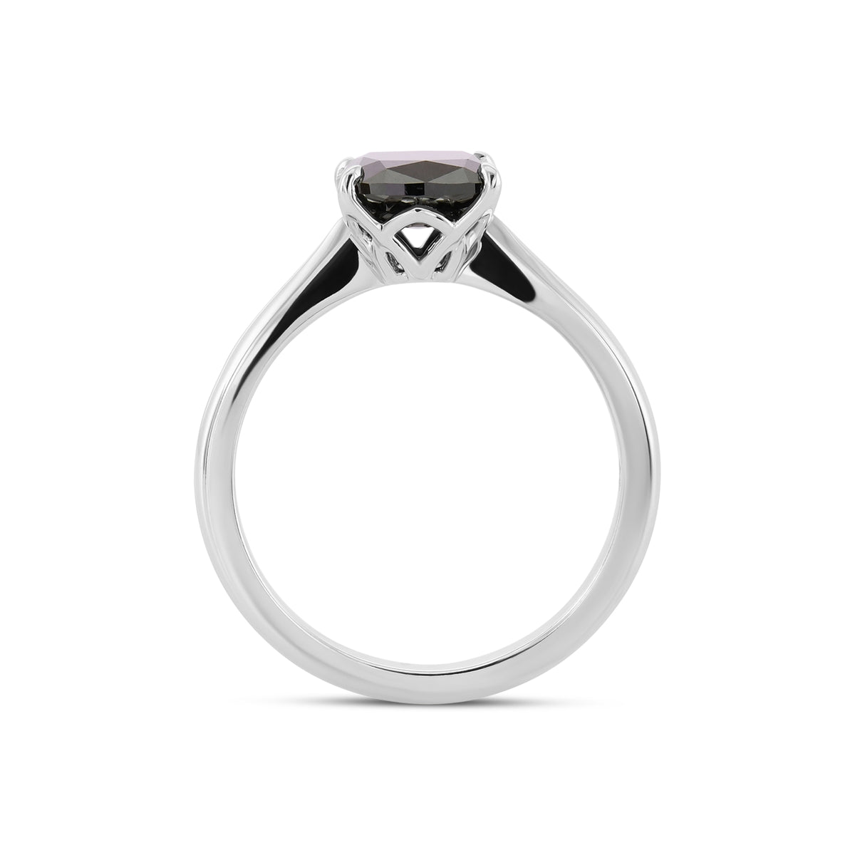 Fancy Black Cushion Solitaire Diamond Ring