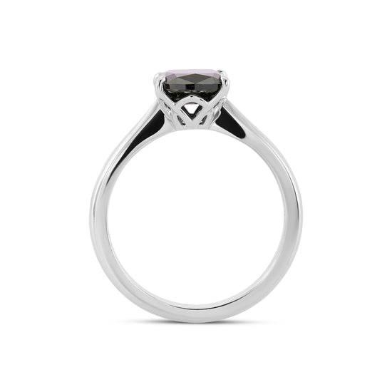 Fancy Black Cushion Solitaire Diamond Ring