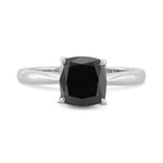 Fancy Black Cushion Solitaire Diamond Ring