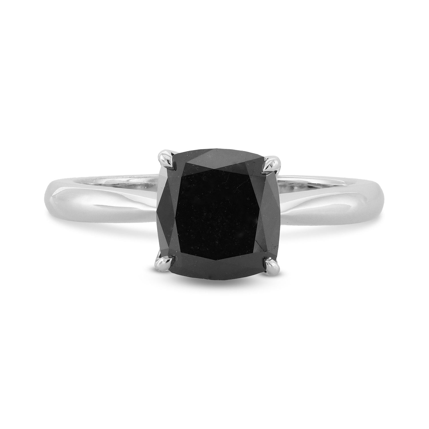 Fancy Black Cushion Solitaire Diamond Ring