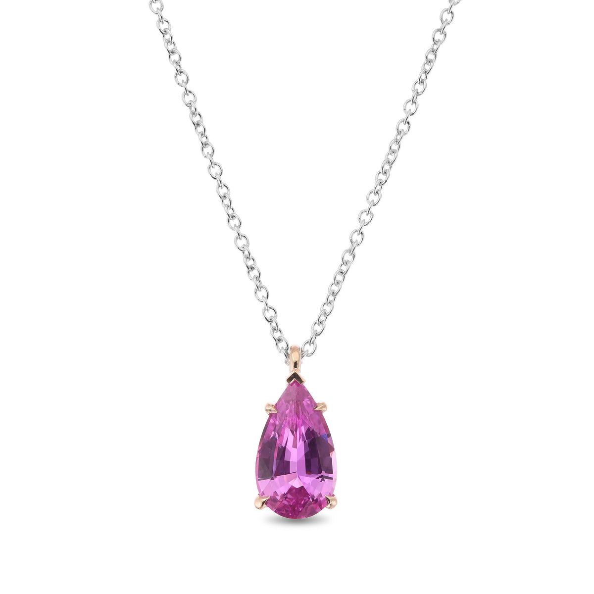 Pear Pink Sapphire Solitaire Pendant