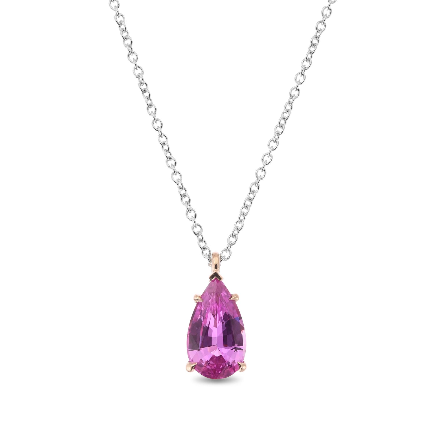 Pear Pink Sapphire Solitaire Pendant