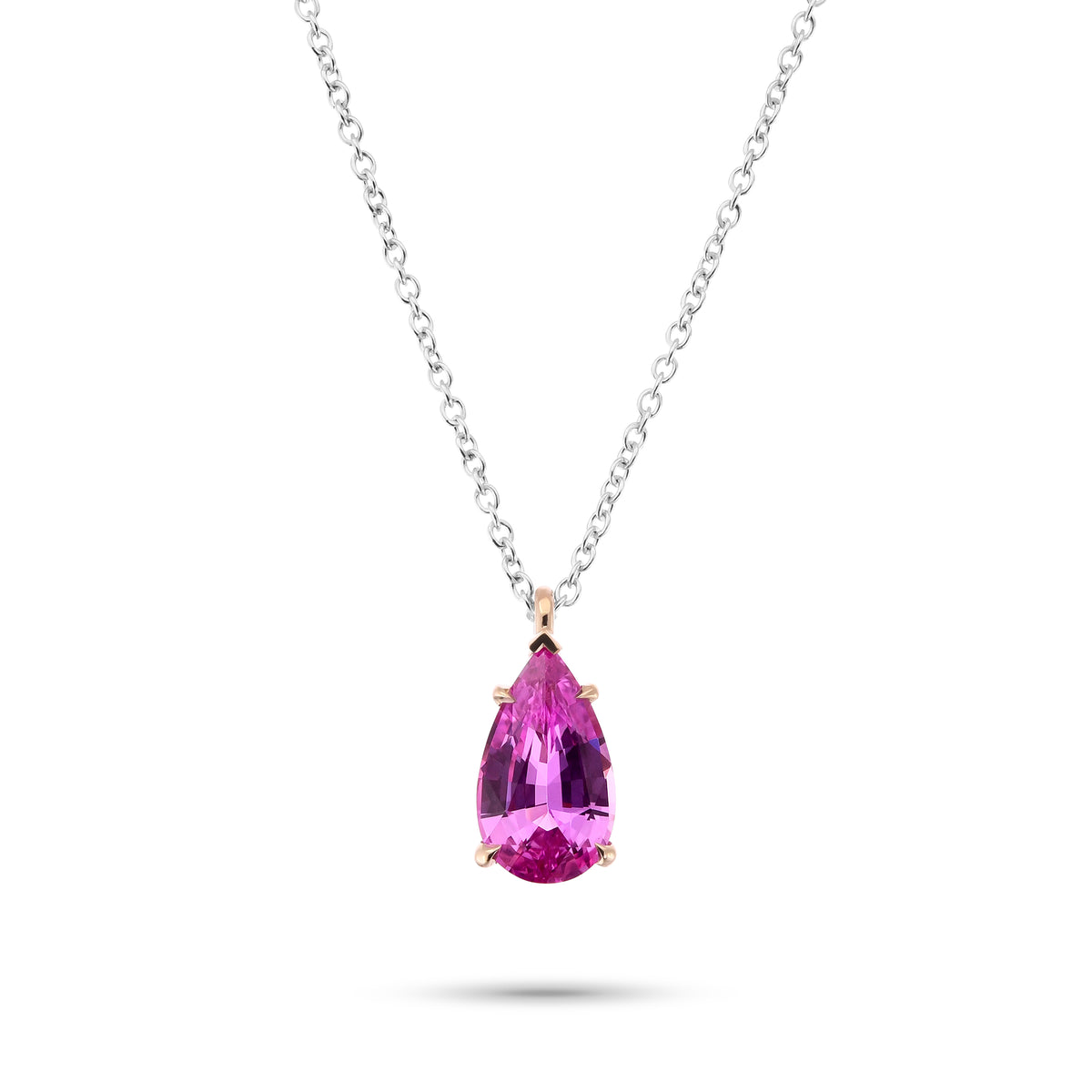 Pear Pink Sapphire Solitaire Pendant