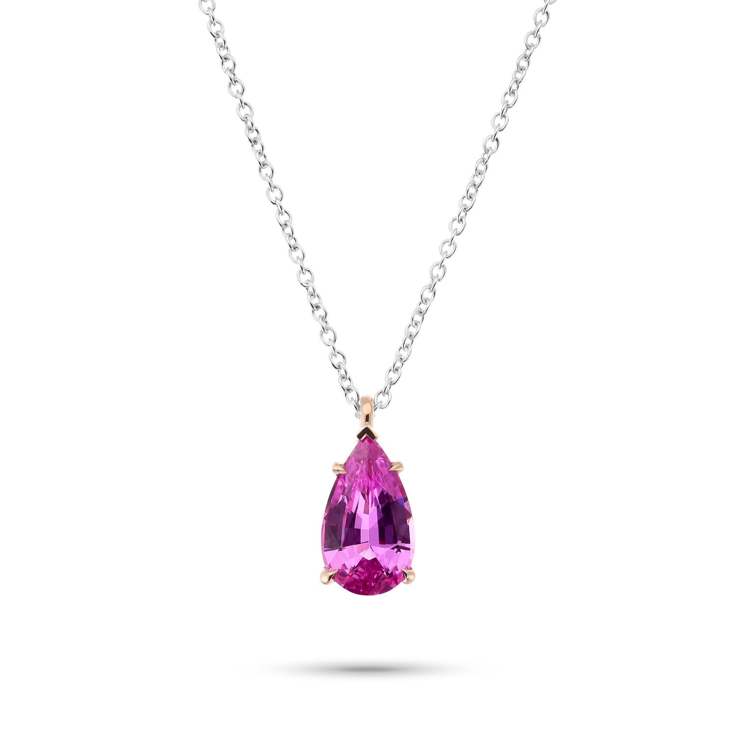 Pear Pink Sapphire Solitaire Pendant