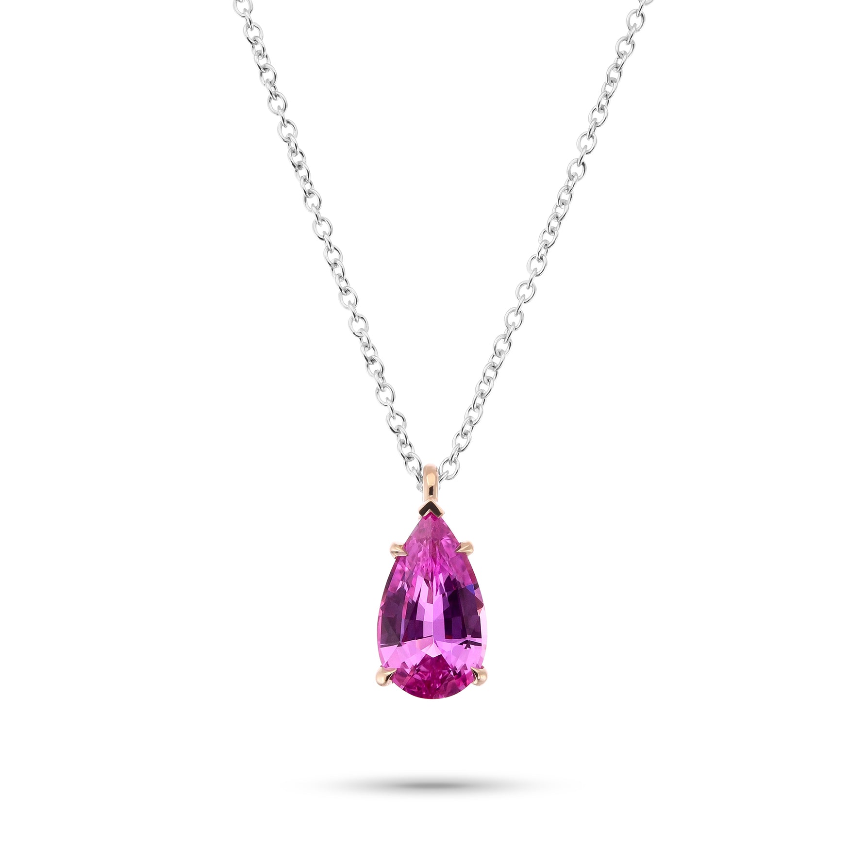 Pear Pink Sapphire Solitaire Pendant