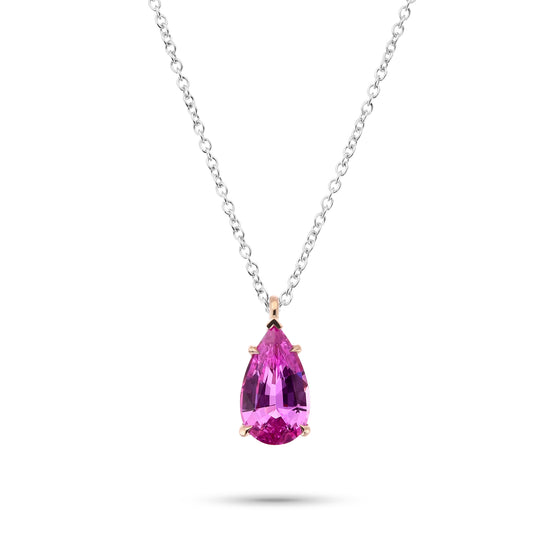 Pear Pink Sapphire Solitaire Pendant