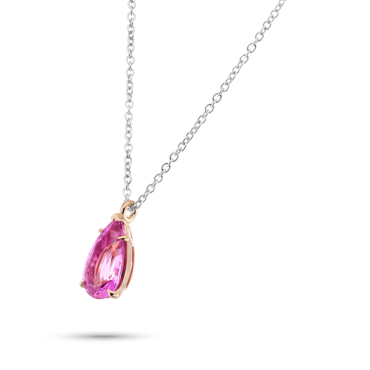 Pear Pink Sapphire Solitaire Pendant