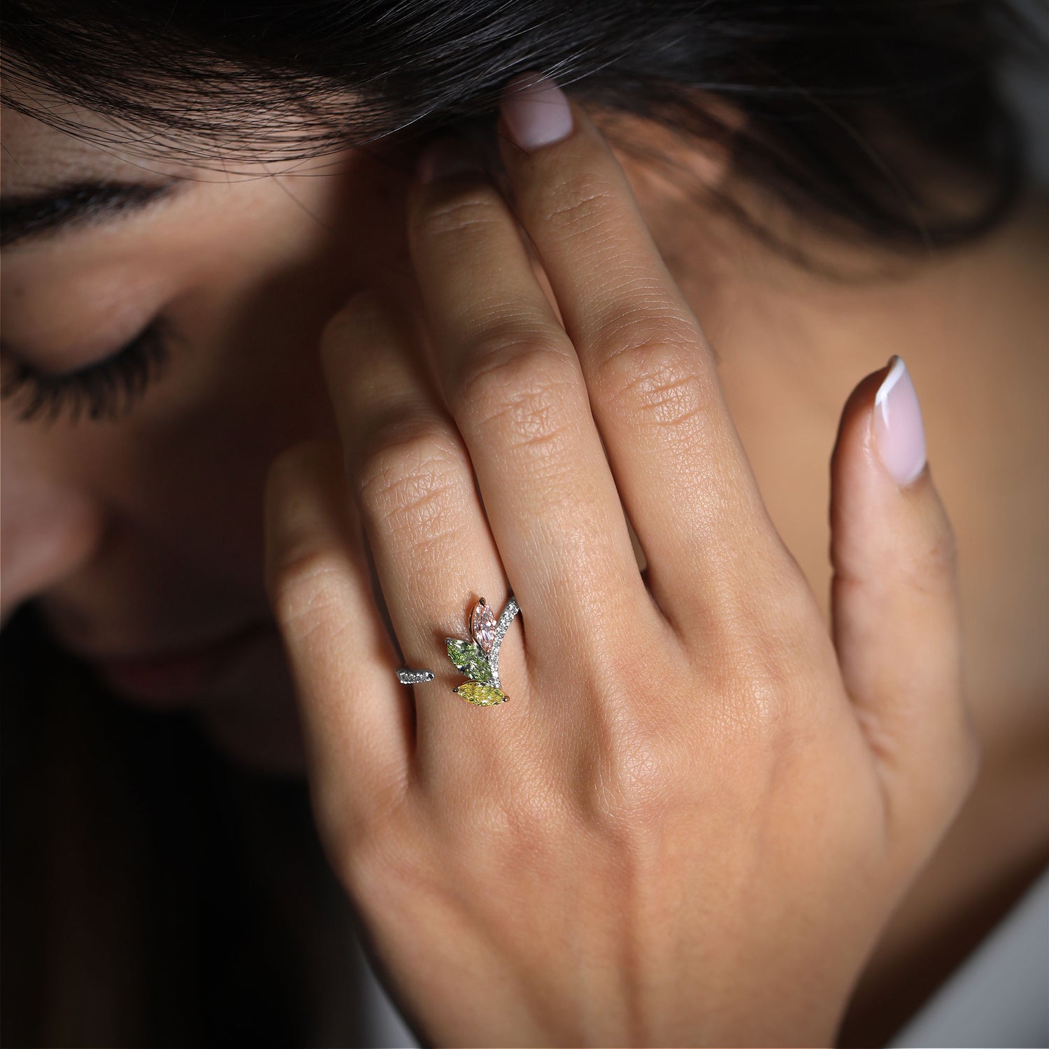 Extraordinary 3 Stone Diamond Crossover Ring