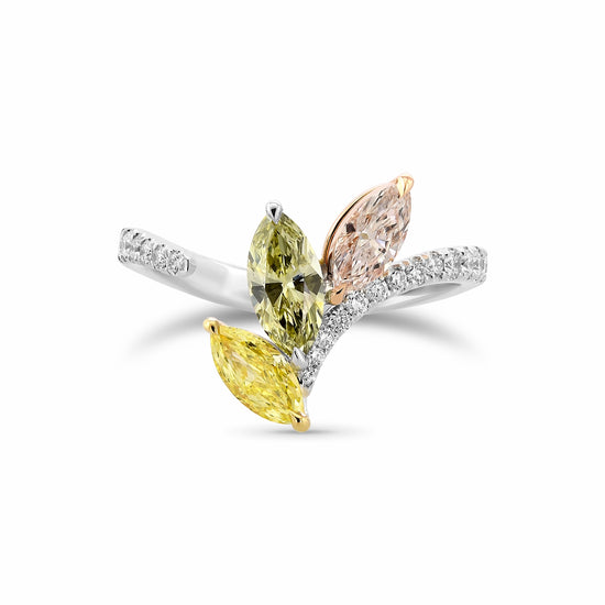 Extraordinary 3 Stone Diamond Crossover Ring