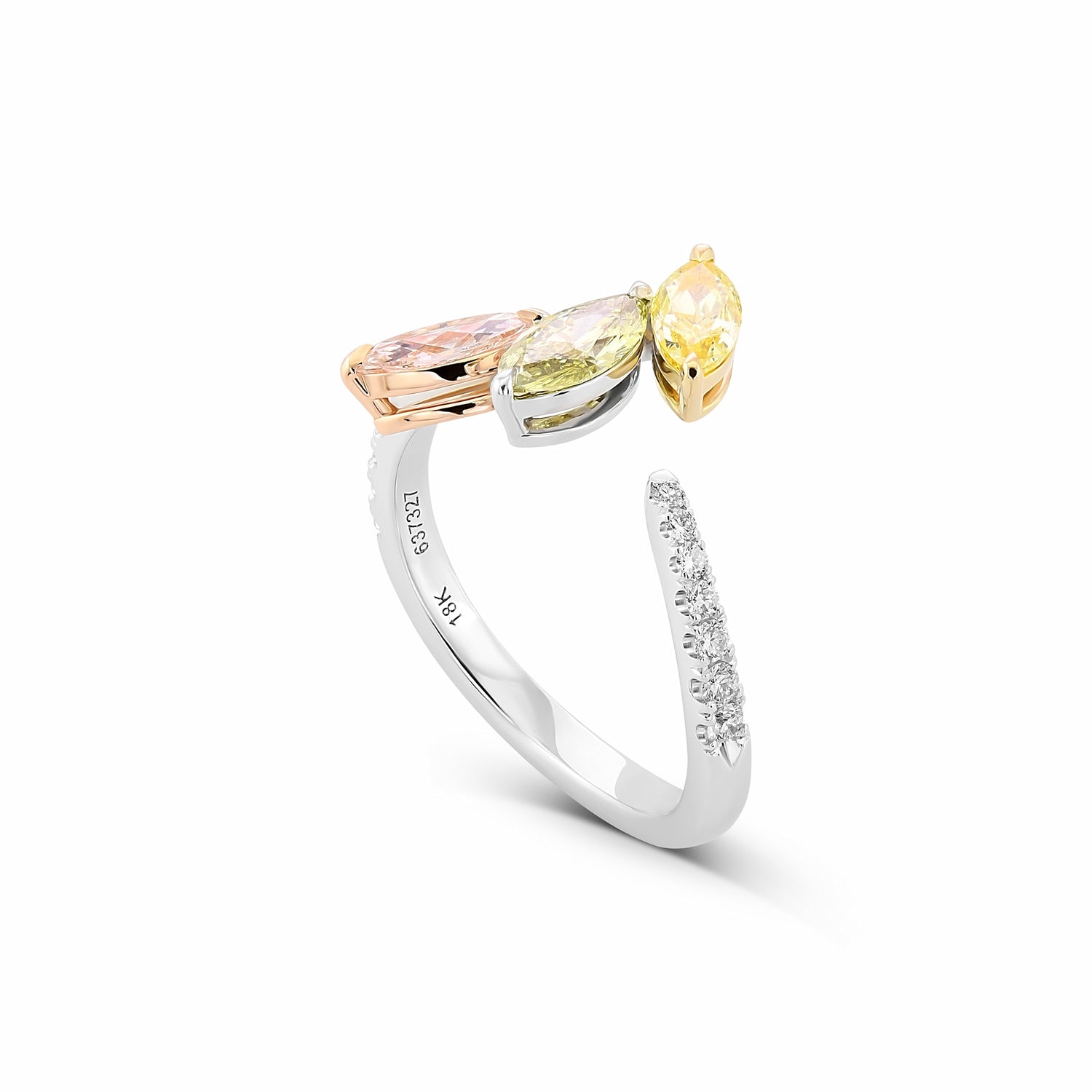 Extraordinary 3 Stone Diamond Crossover Ring