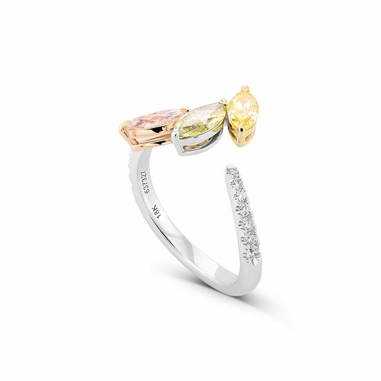 Extraordinary 3 Stone Diamond Crossover Ring