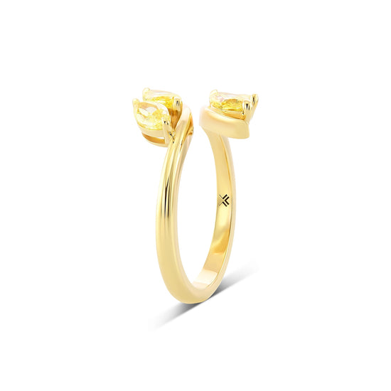4 Stone Fancy Intense Yellow Marquise Crossover Ring