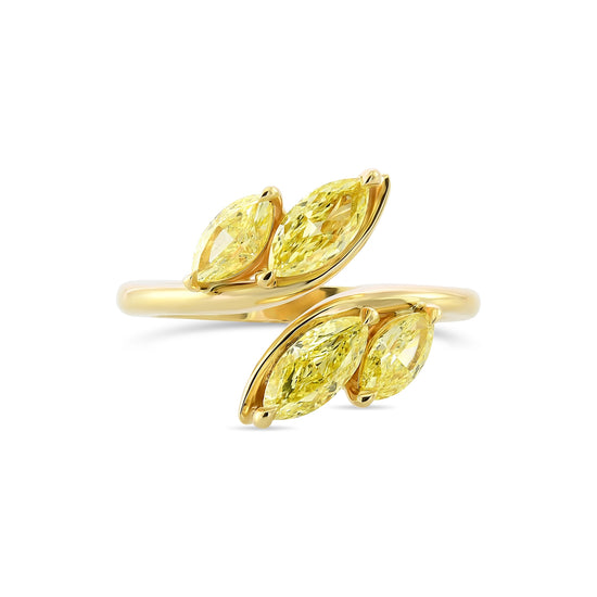 4-Stein-Marquise-Kreuzring mit intensivem Fancy Yellow