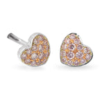Fancy Light Pink Diamond Pave Heart Earrings set in 18K Rose Gold weighing 0.18ct