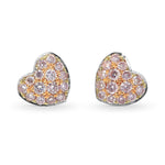Fancy Light Pink Diamond Pave Heart Earrings set in 18K Rose Gold weighing 0.18ct