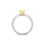 Fancy Yellow Cushion Diamond Side-stone Ring