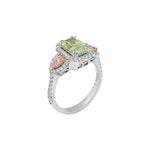 Magnificent 3 Stone  Fancy Diamond Designer Ring set in Platinum & 18K Rose Gold