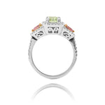 Magnificent 3 Stone  Fancy Diamond Designer Ring set in Platinum & 18K Rose Gold