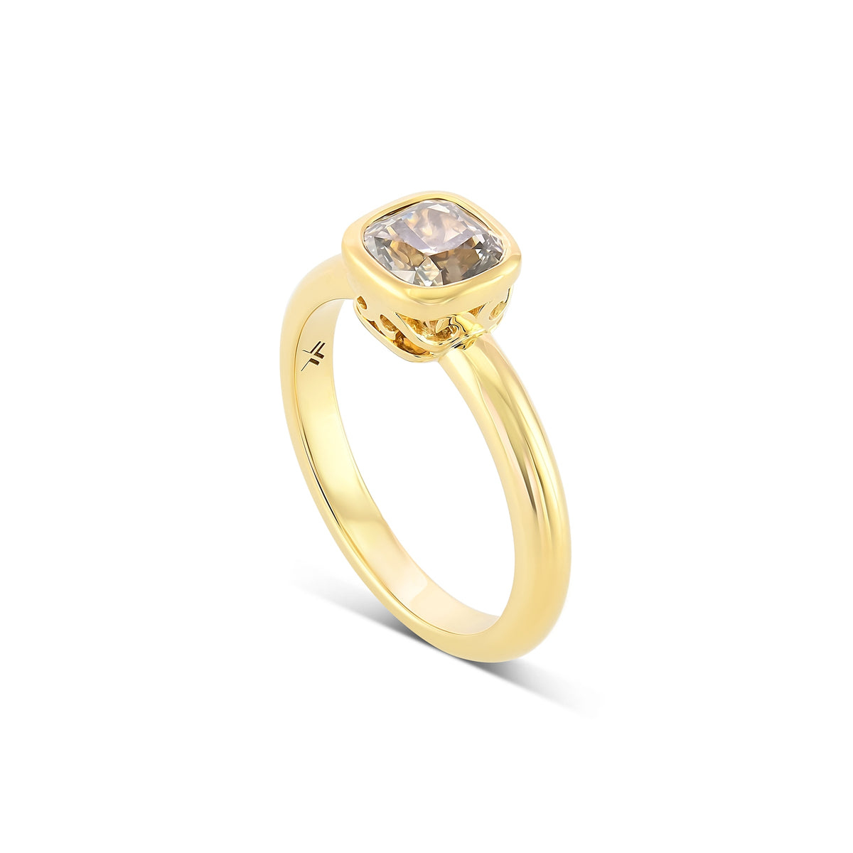 Fancy Gray Cushion Solitaire Diamond Ring