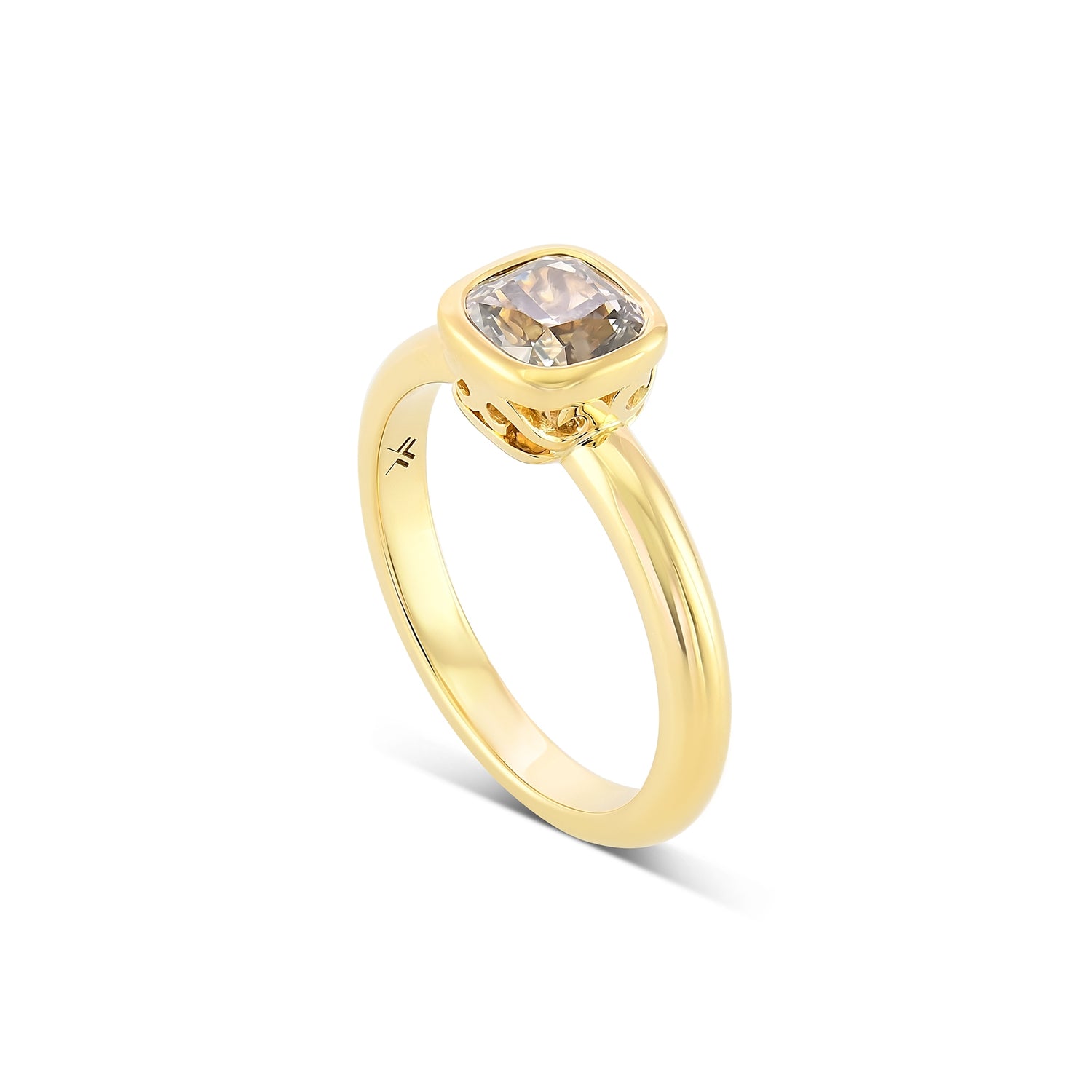 Fancy Gray Cushion Solitaire Diamond Ring