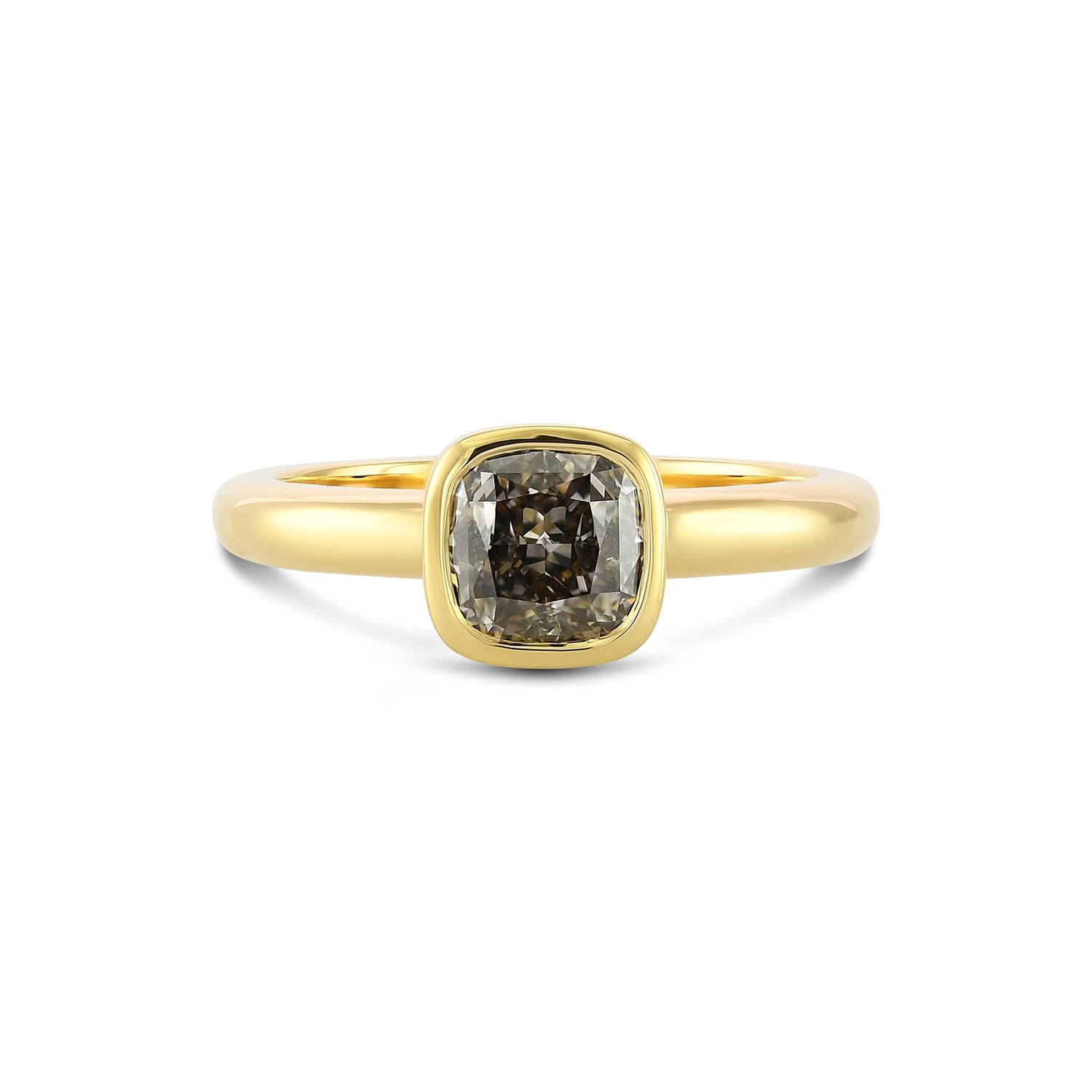 Fancy Gray Cushion Solitaire Diamond Ring