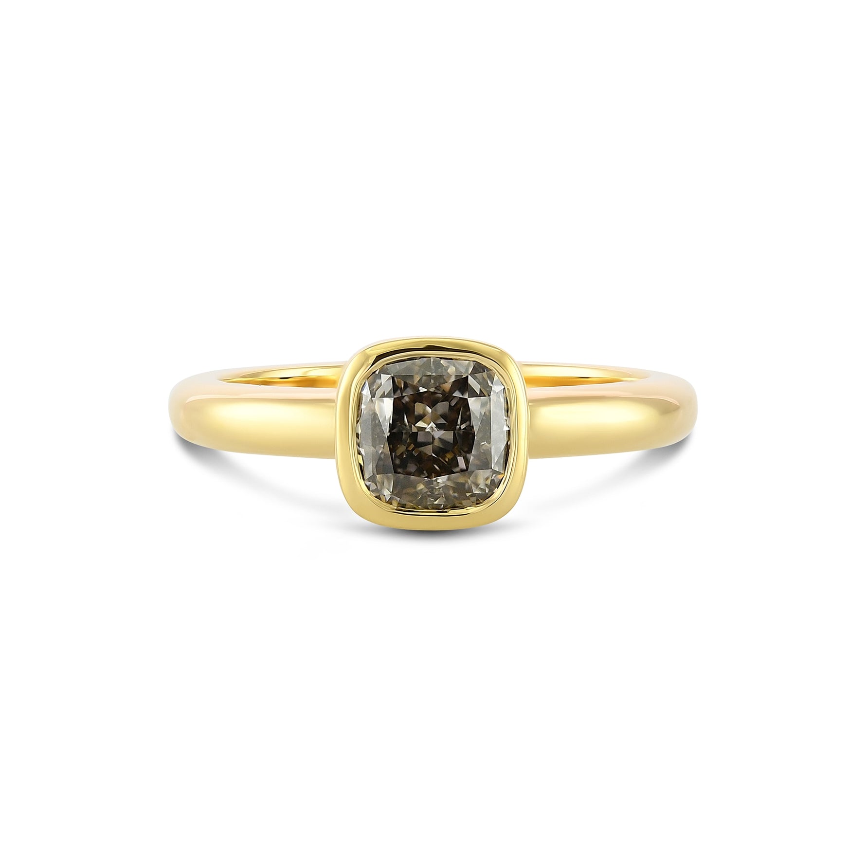 Fancy Gray Cushion Solitaire Diamond Ring