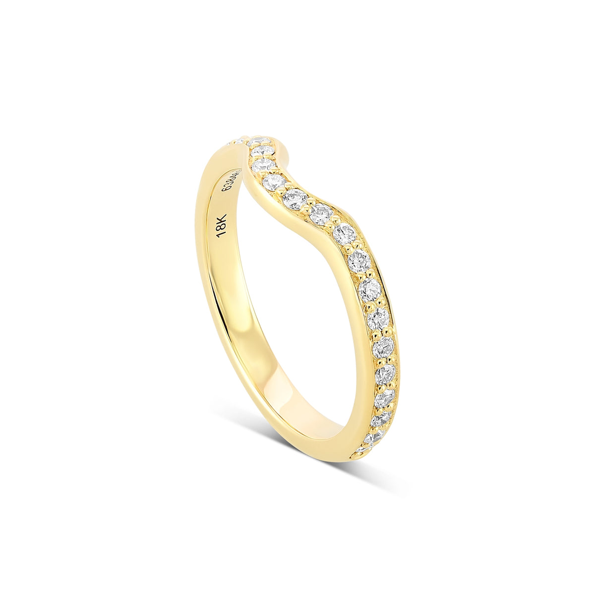 Contoured Diamond Wedding Ring Band