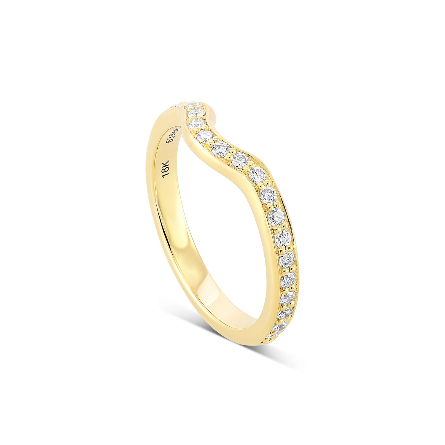 Contoured Diamond Wedding Ring Band