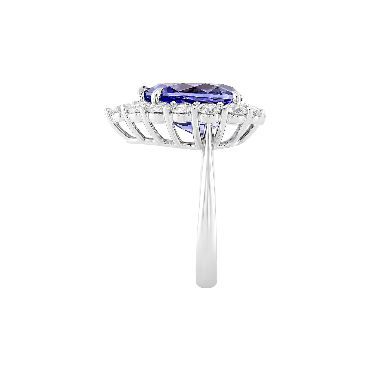 Pear Tanzanite and Diamond Halo Ring