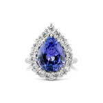 Pear Tanzanite and Diamond Halo Ring