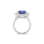 Pear Tanzanite and Diamond Halo Ring