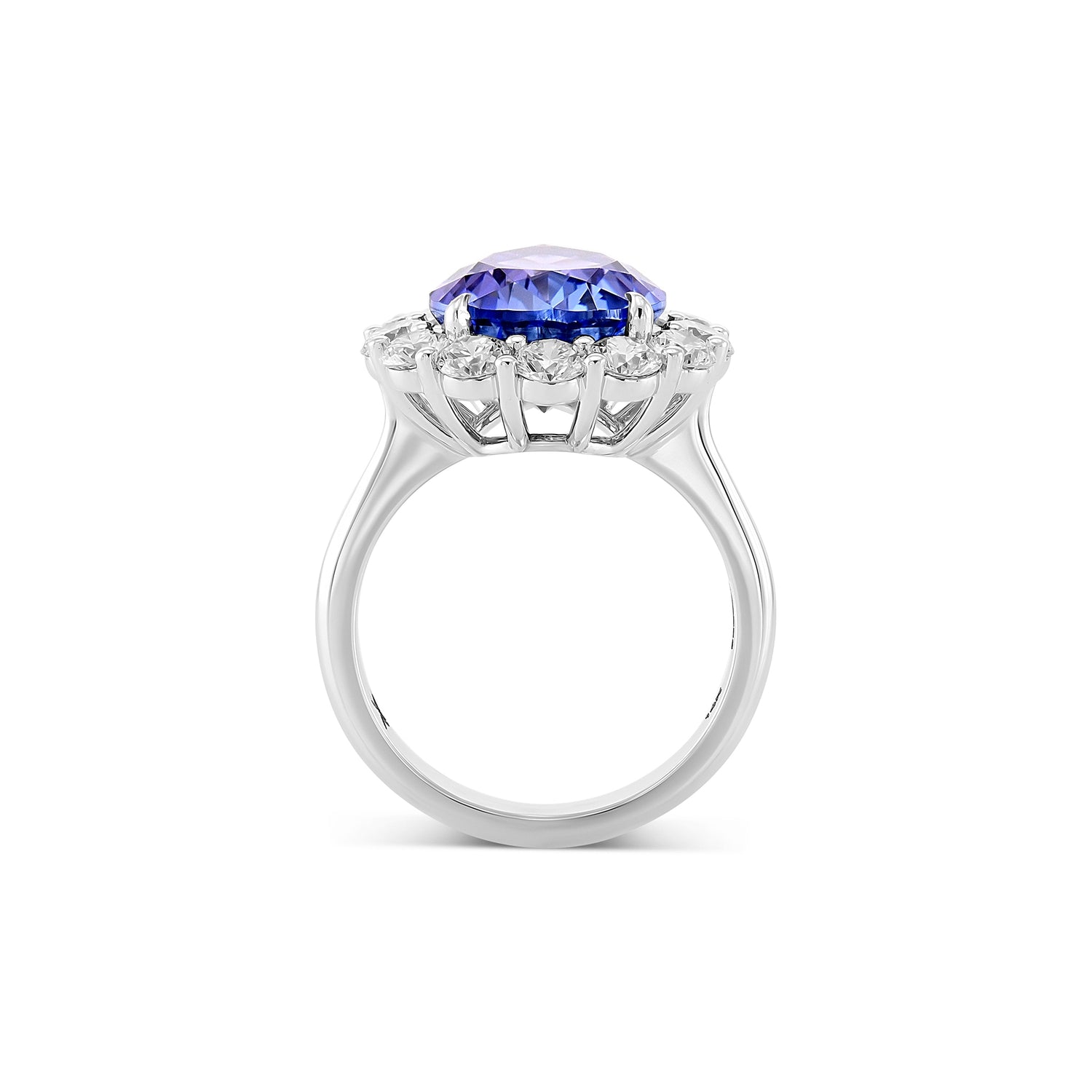 Pear Tanzanite and Diamond Halo Ring