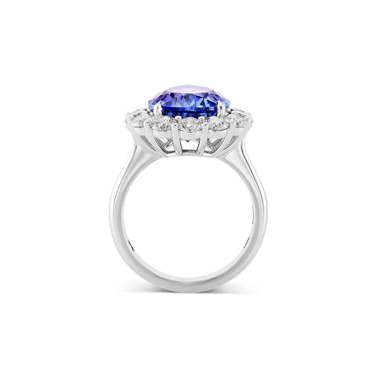 Pear Tanzanite and Diamond Halo Ring