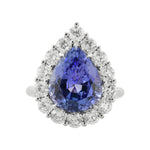Pear Tanzanite and Diamond Halo Ring