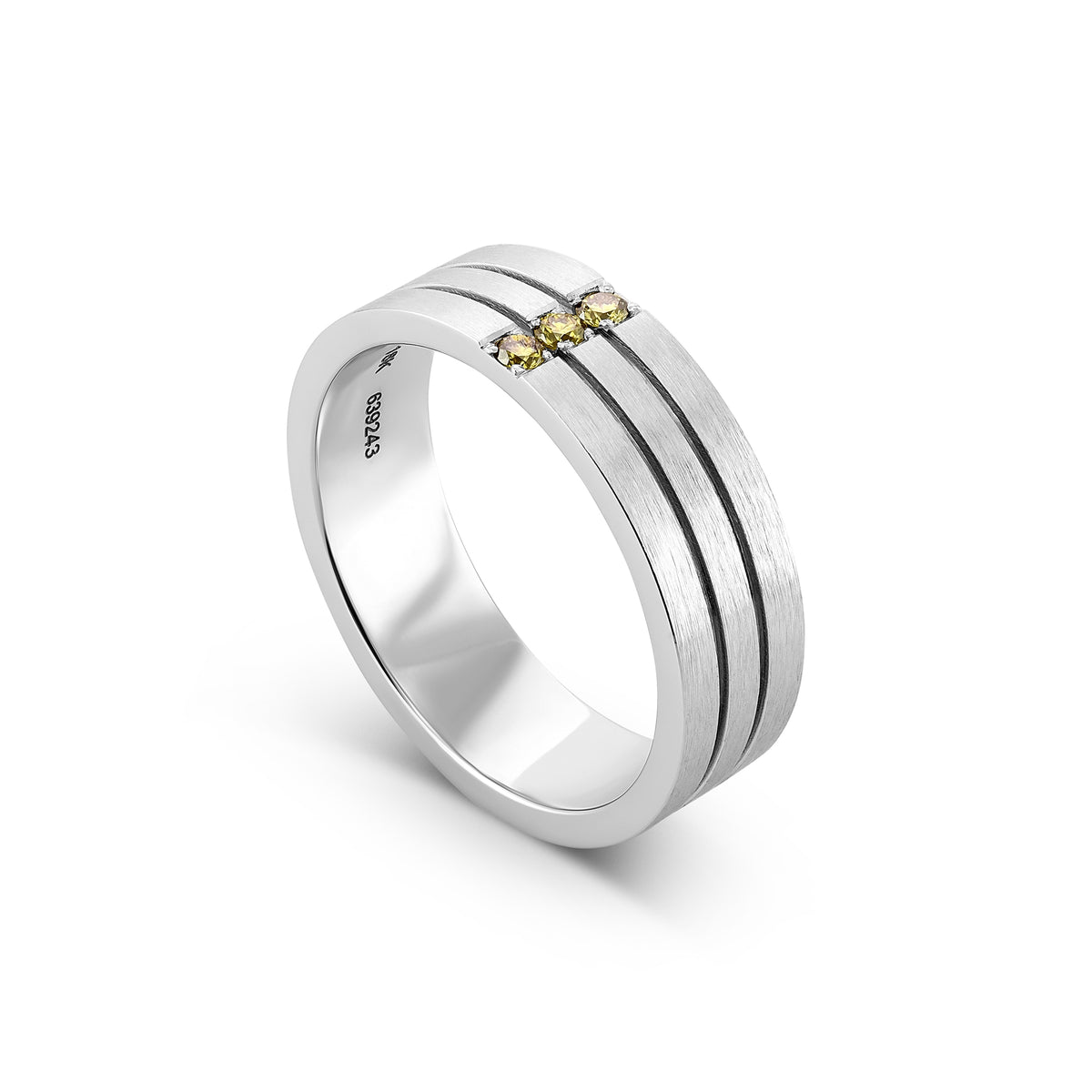 Men's 3 Tiered Fancy Greenish-Yellow Diamond Band Ring