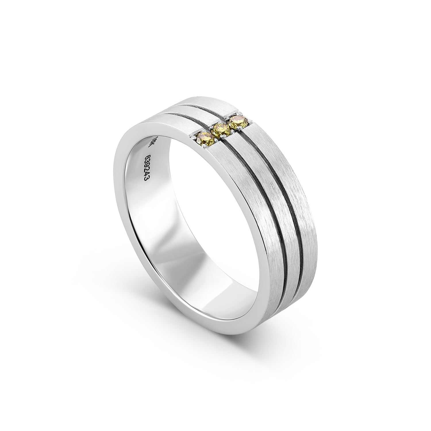 Men's 3 Tiered Fancy Greenish-Yellow Diamond Band Ring