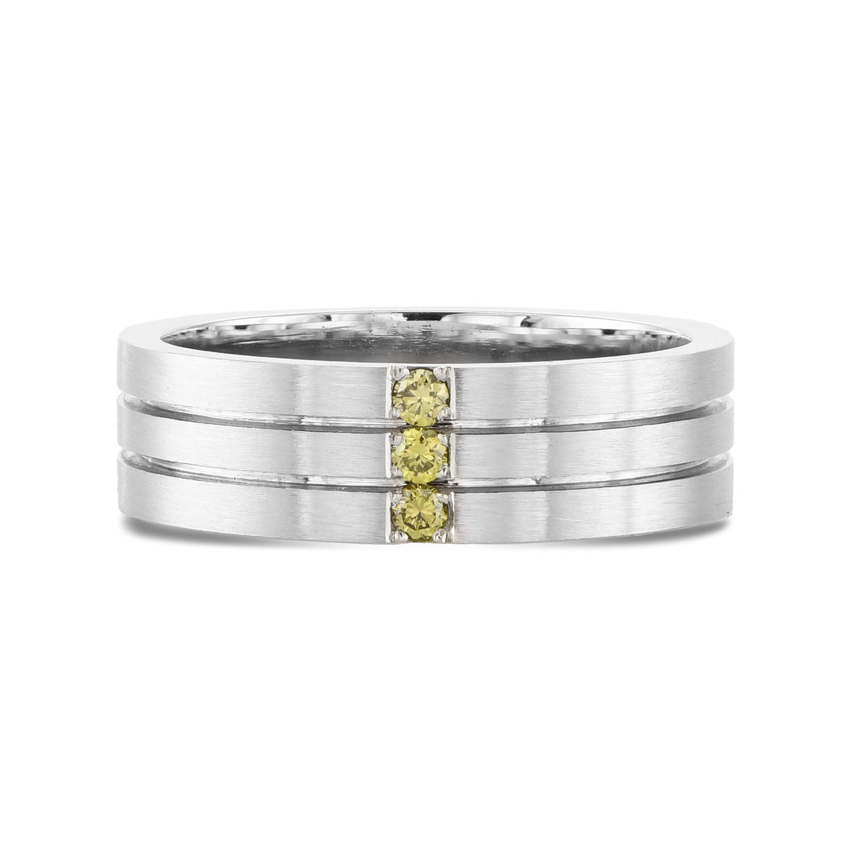 Men's 3 Tiered Fancy Greenish-Yellow Diamond Band Ring