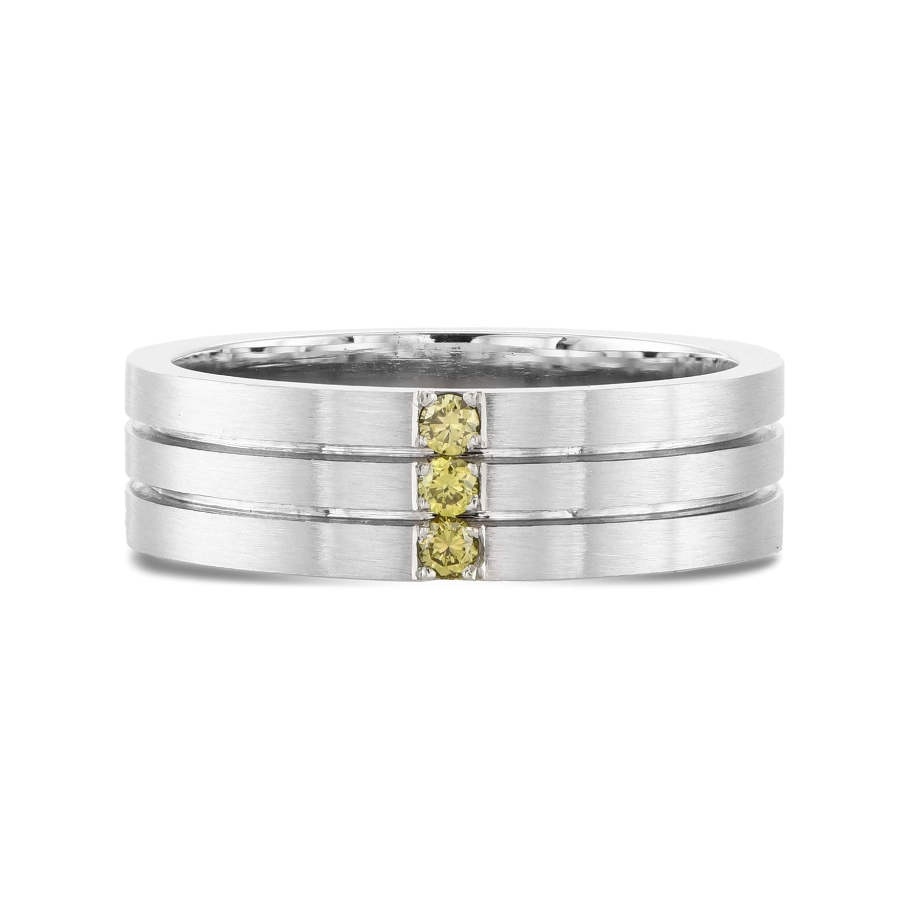 Men's 3 Tiered Fancy Greenish-Yellow Diamond Band Ring