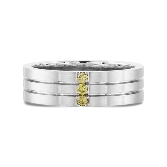 Men's 3 Tiered Fancy Greenish-Yellow Diamond Band Ring
