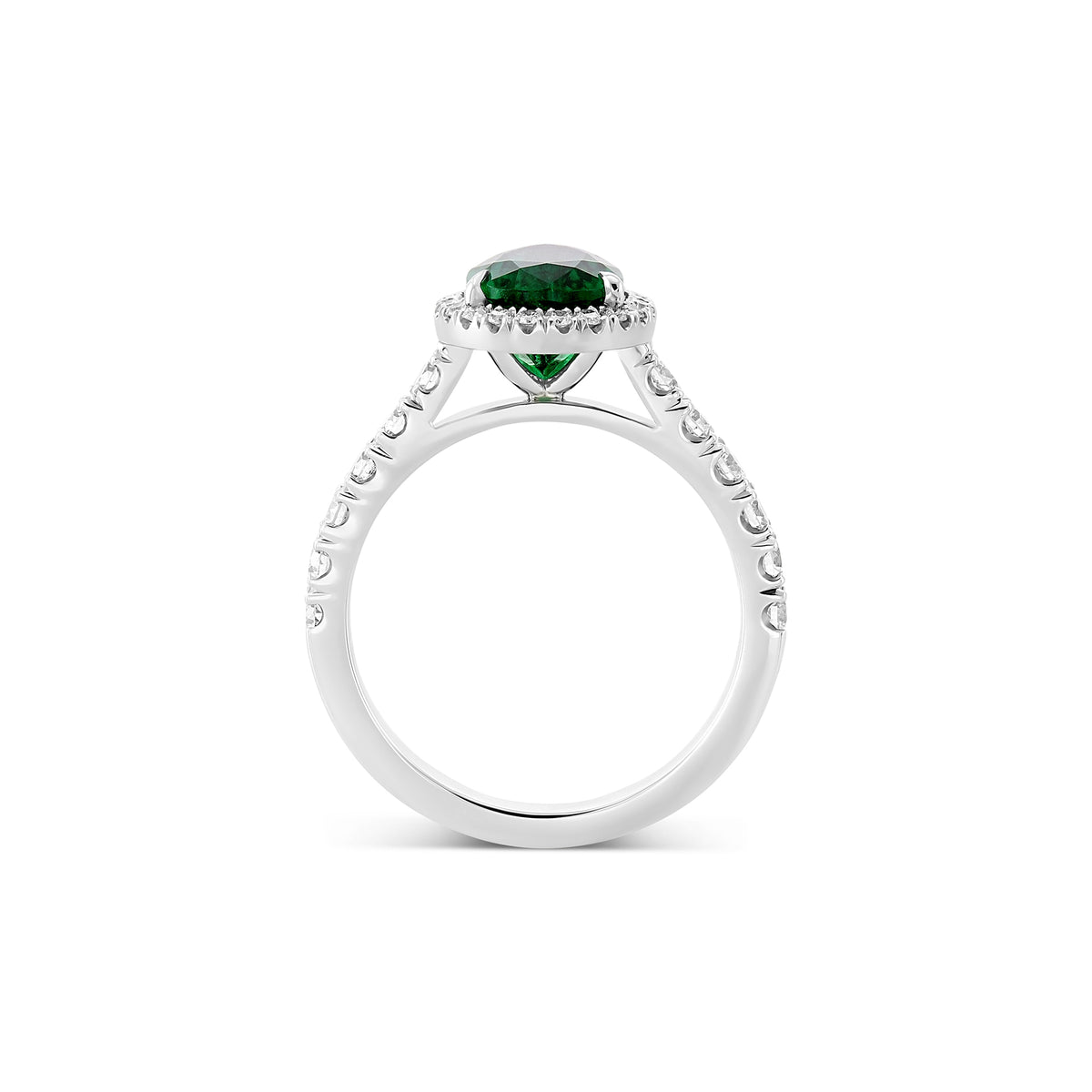 Pear Shape Emerald Halo Ring