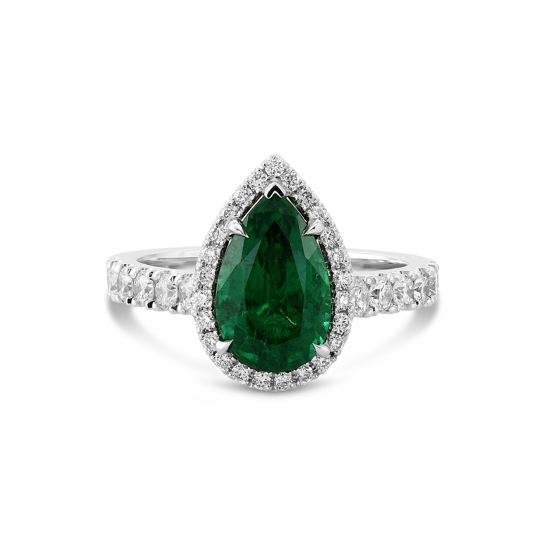 Pear Shape Emerald Halo Ring