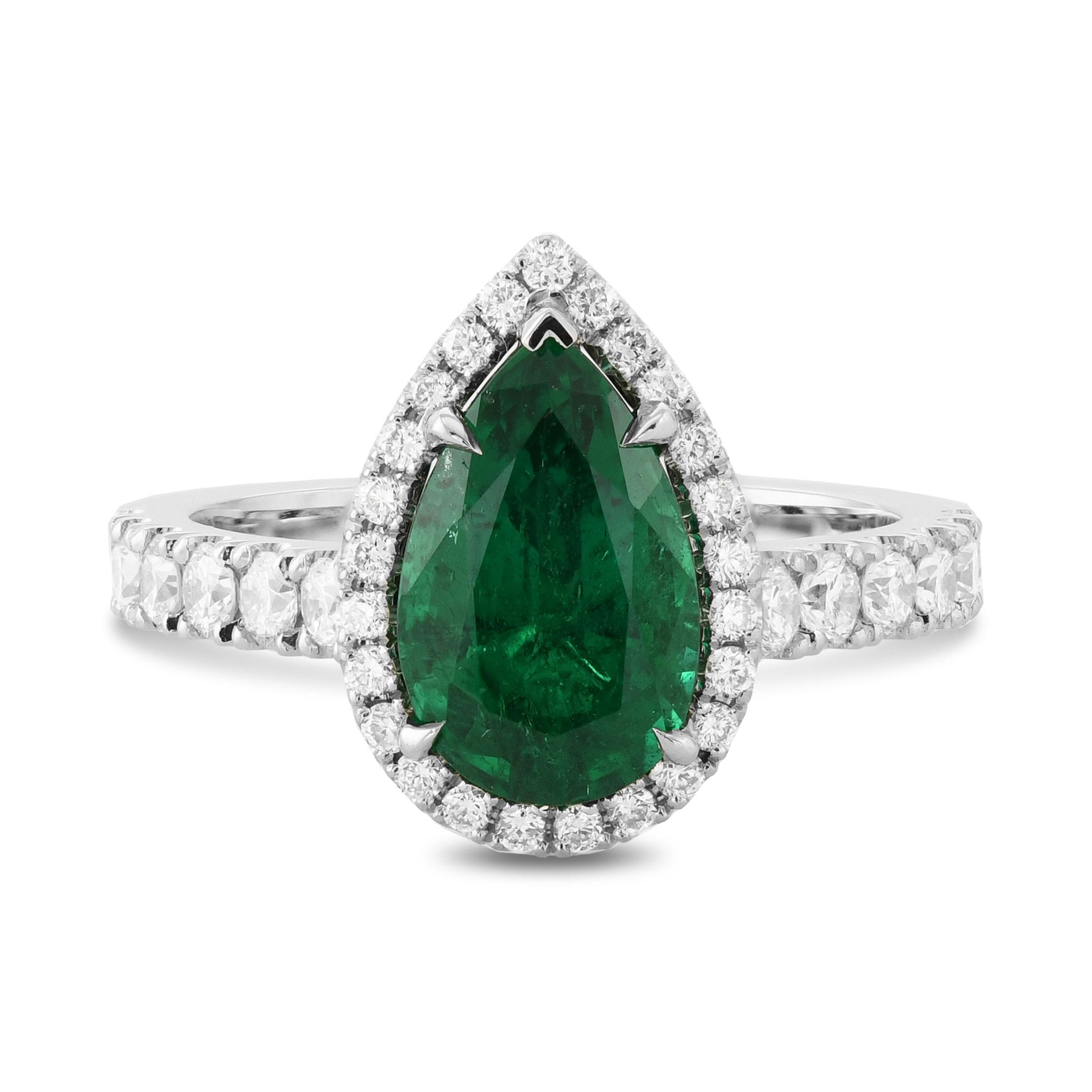 Pear Shape Emerald Halo Ring