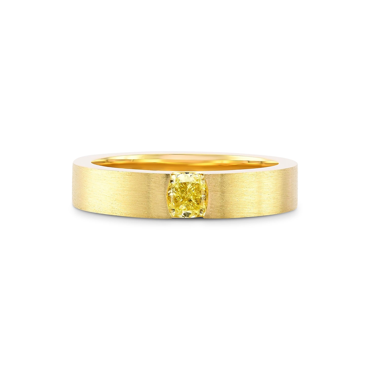 Fancy Yellow Cushion Diamond Tension Band Ring