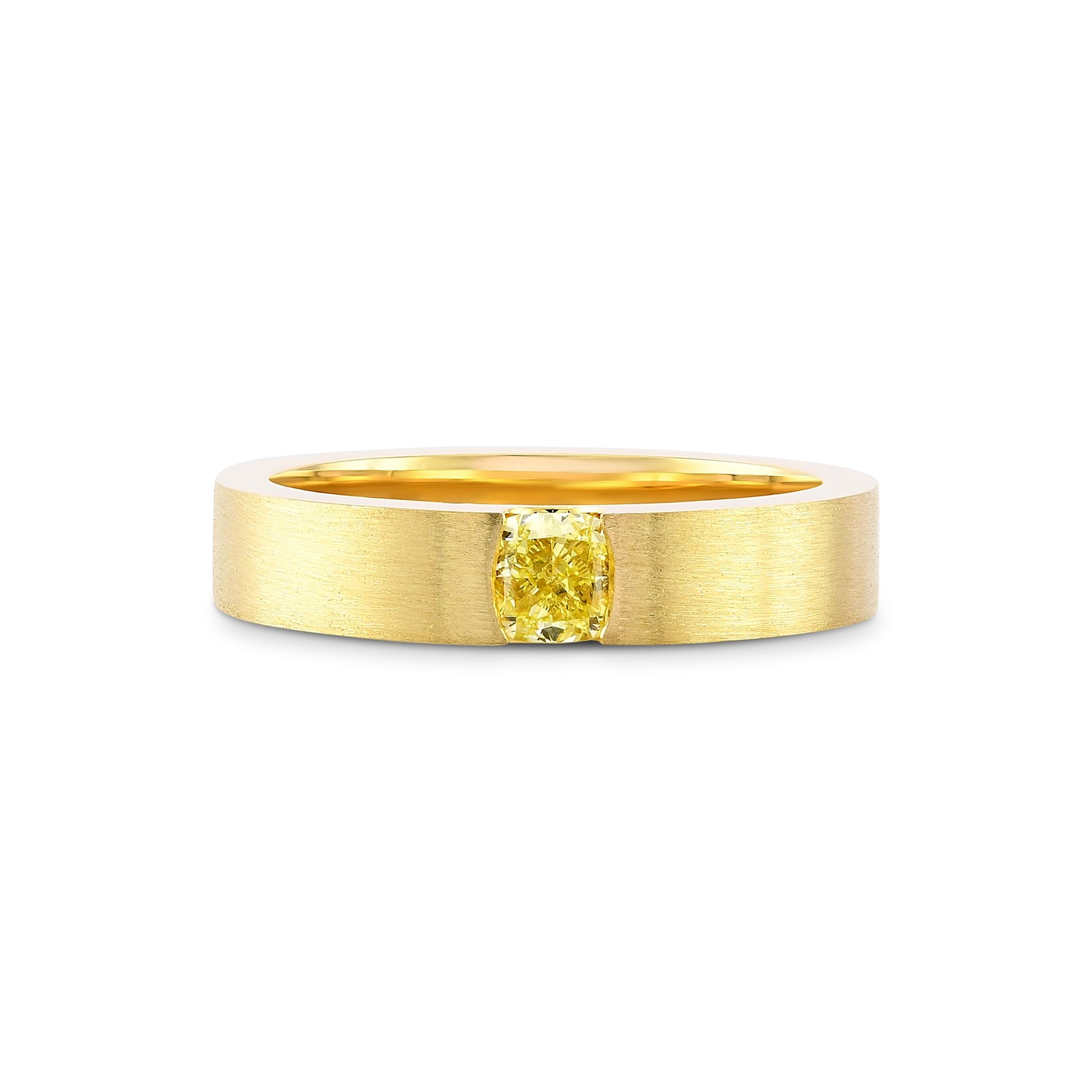 Fancy Yellow Cushion Diamond Tension Band Ring